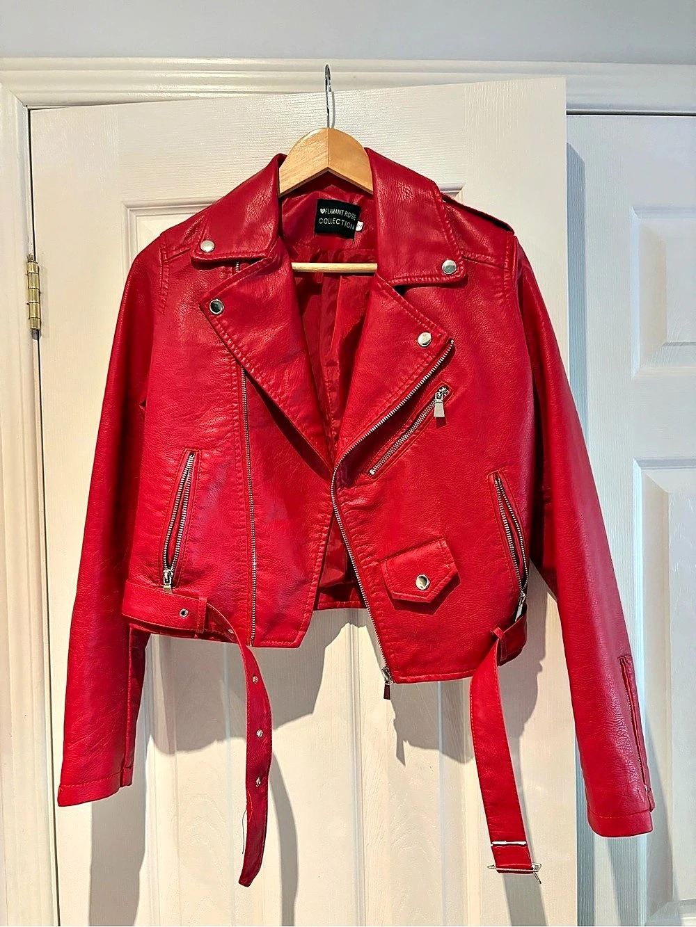 Flamant Rose Collection Women's Red Moto Jacket Size 2 Like New